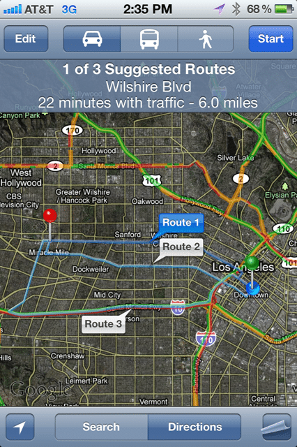 iOS 5 Google Maps Routes