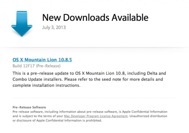 OS X Mountain Lion 10.8.5 Build 12F17