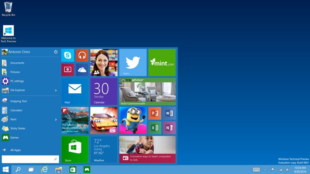 Windows 10 brings back start menu