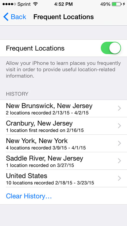 iPhone Location History