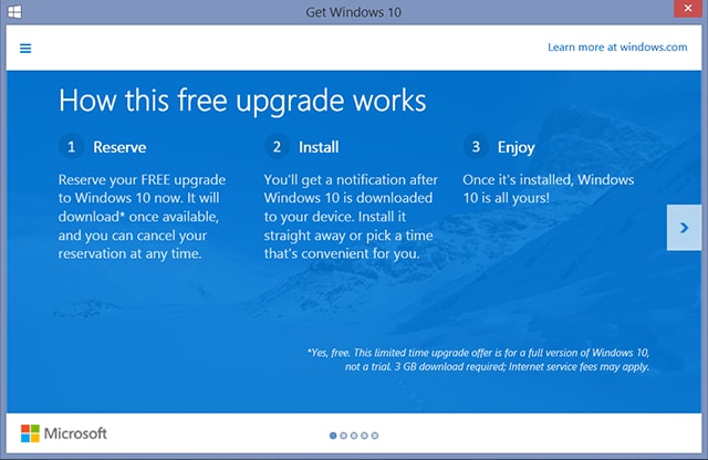 Free Windows 10 reservation