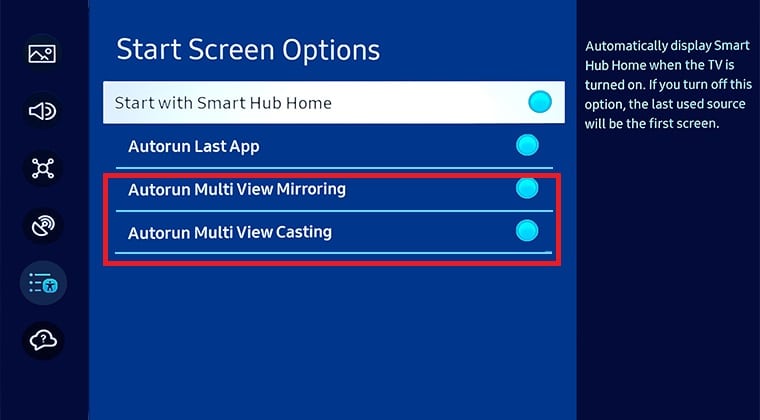 Turning off Auto run Multi view on Samsung TV